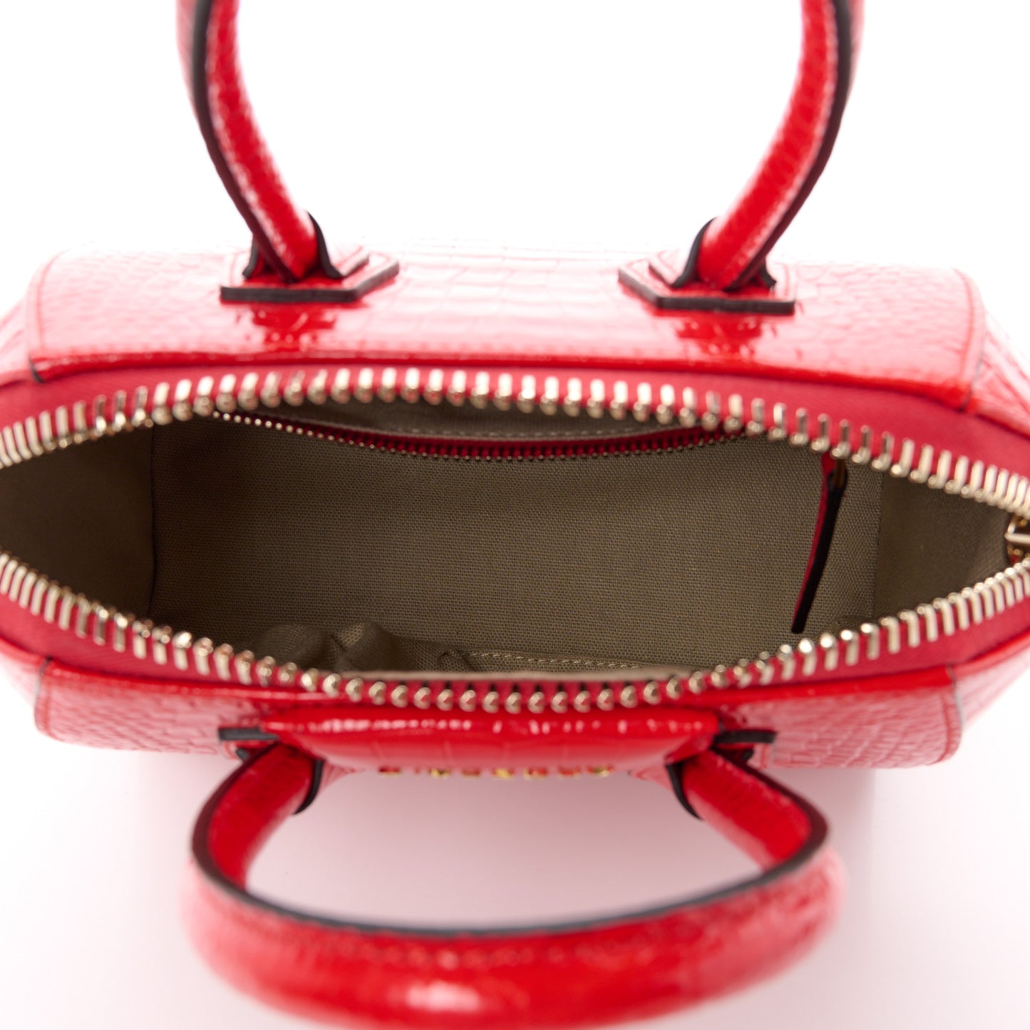 Calfskin Crocodile Embossed Mini Antigona Red