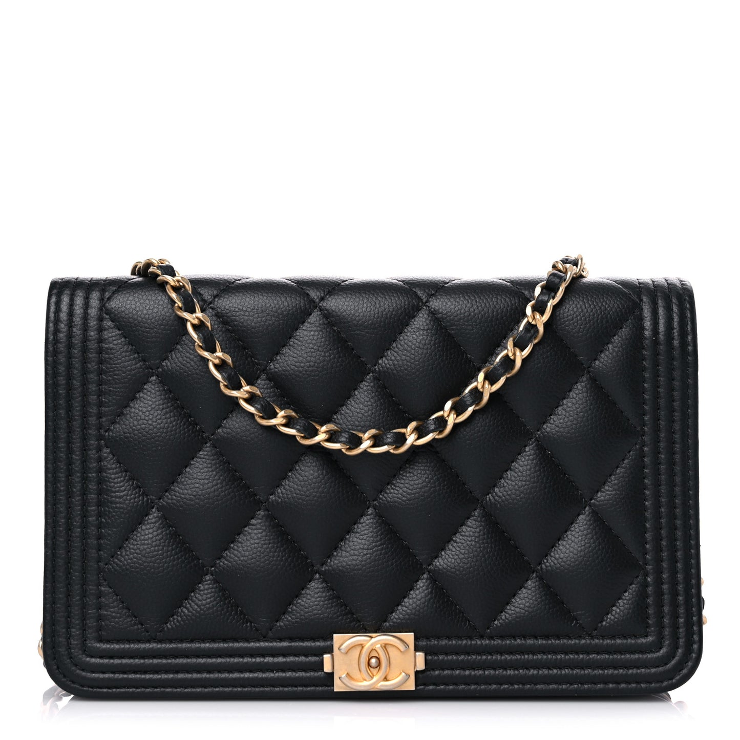 Caviar Quilted Boy Wallet On Chain WOC Black