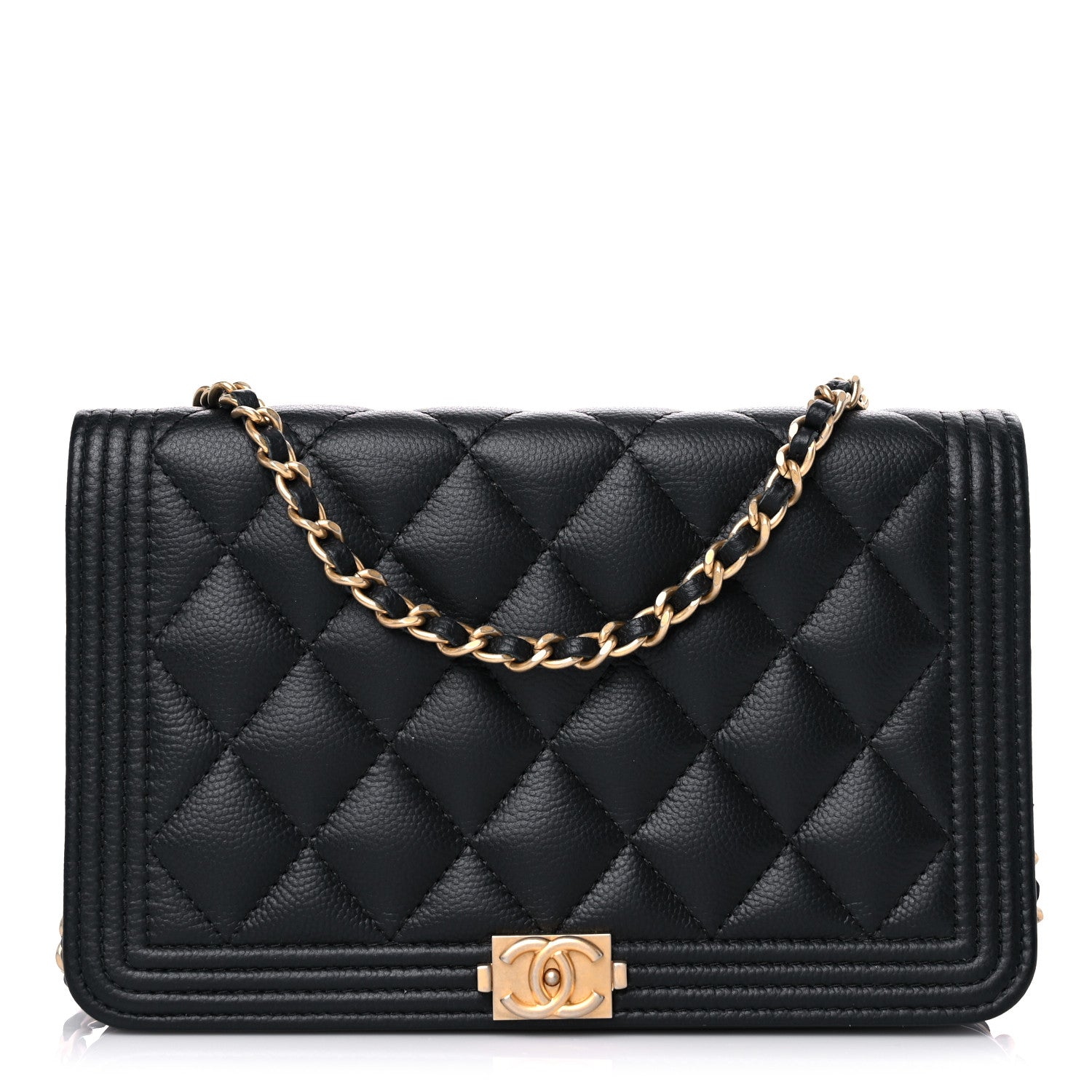 Chanel Caviar Quilted Boy Wallet On Chain WOC Black 1 of 15