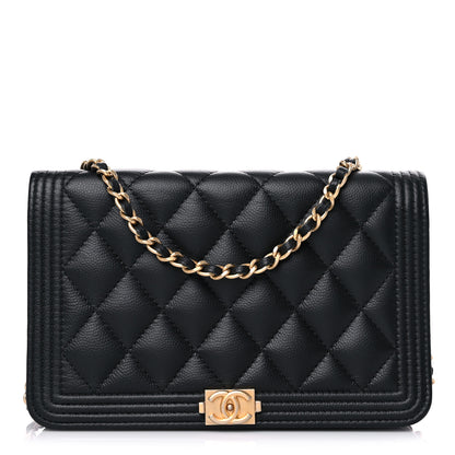 Chanel Caviar Quilted Boy Wallet On Chain WOC Black 1 of 15