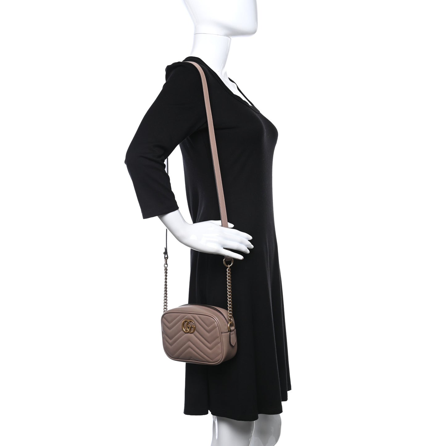 Calfskin Matelasse Mini GG Marmont Chain Shoulder Bag Porcelain Rose