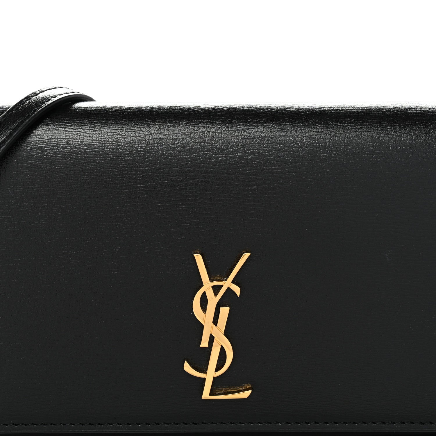 Saint Laurent Calfskin Monogram Cassandre Phone Holder With Strap Black 8 of 13
