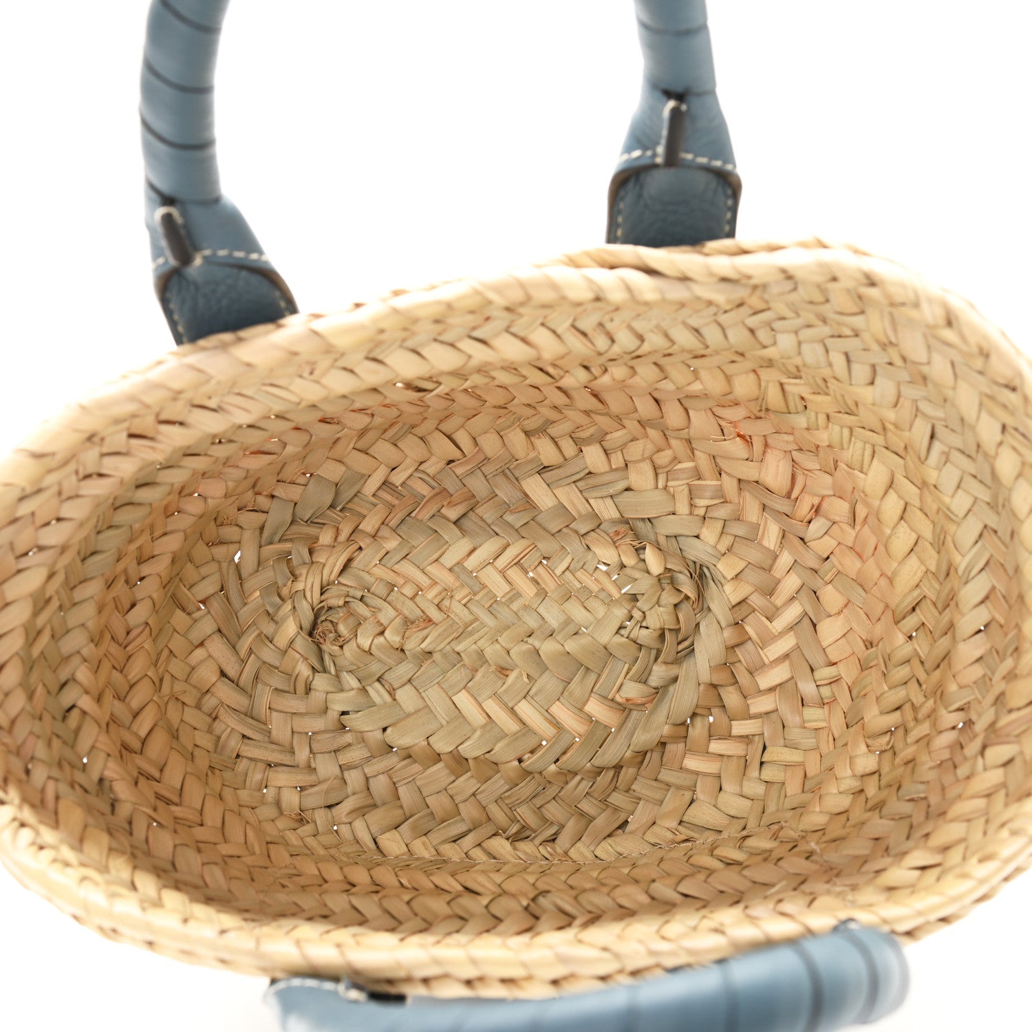Chloe Raffia Small Grain Calfskin Small Marcie Basket Mirage Blue 6 of 12