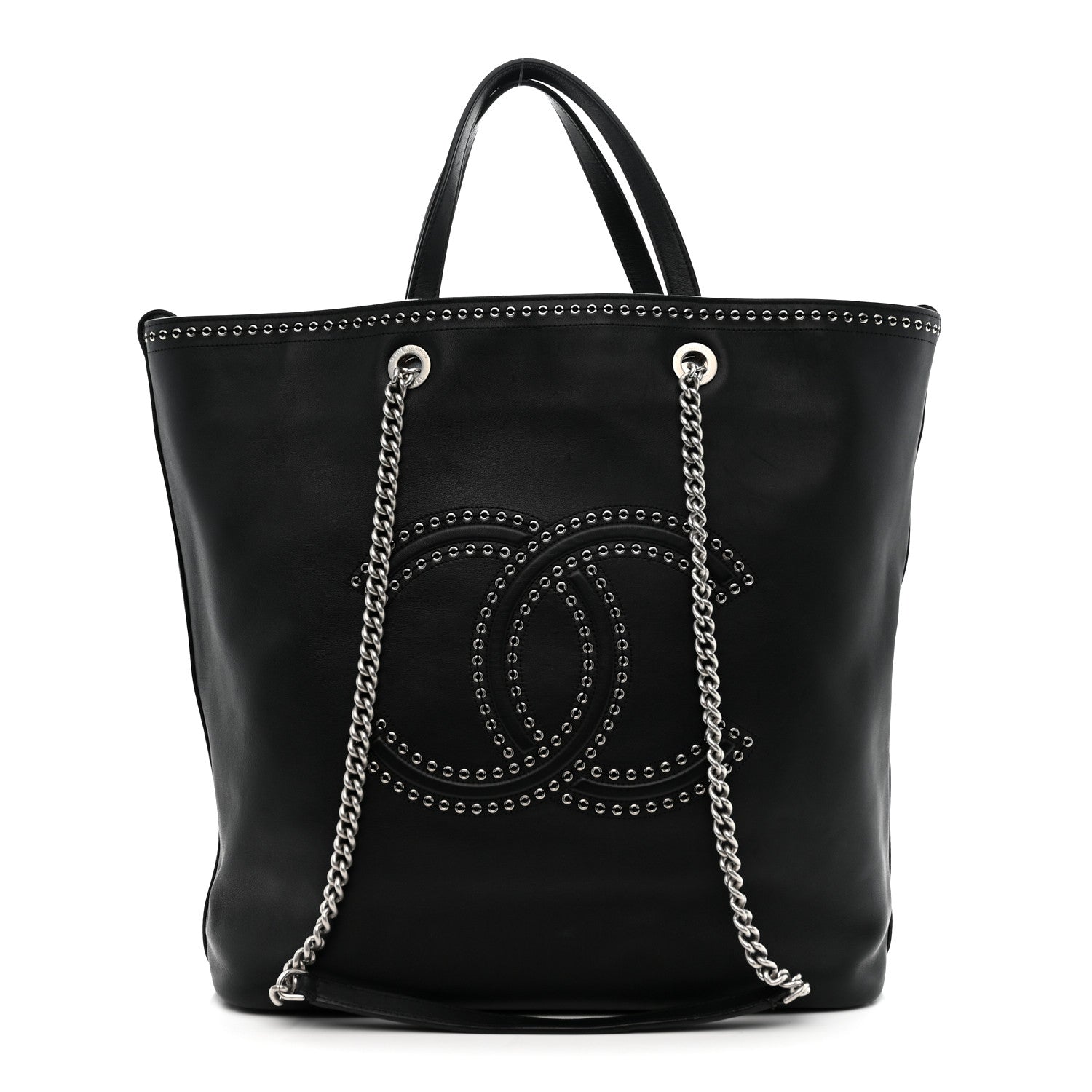 Chanel Calfskin Large Coco Eyelets Shopping Tote Black 1 of 10