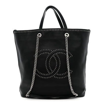 Chanel Calfskin Large Coco Eyelets Shopping Tote Black 1 of 10