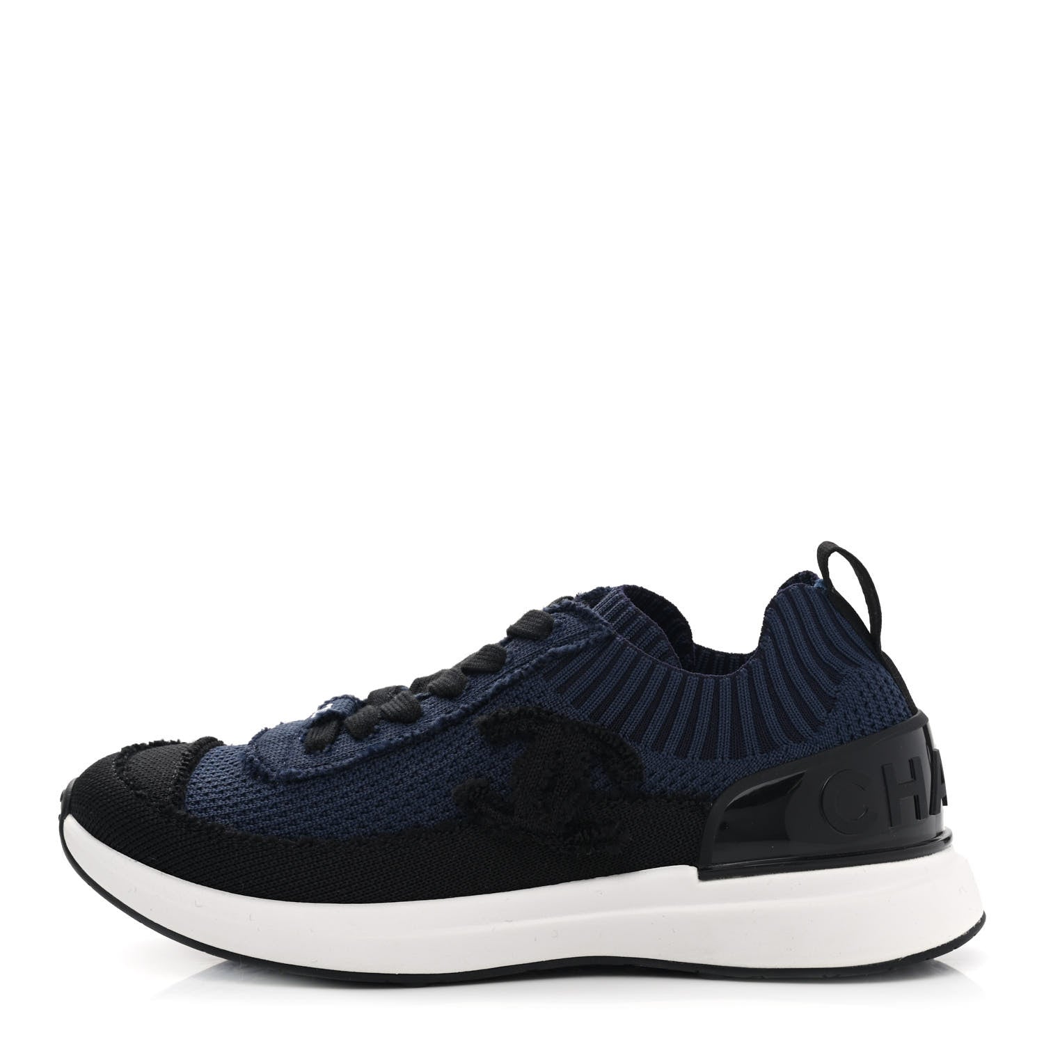 Chanel Fabric Logo Sneakers 36 Navy Black 1 of 14