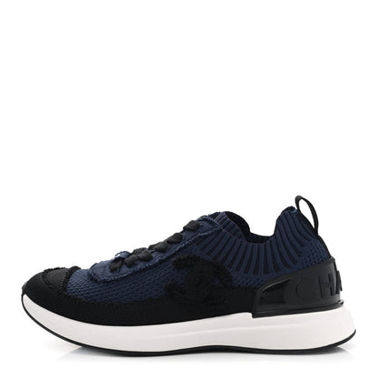 Chanel Fabric Logo Sneakers 36 Navy Black 1 of 14