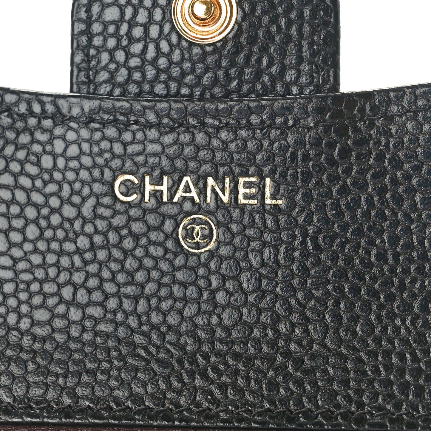 Caviar Quilted Compact Flap Wallet Black