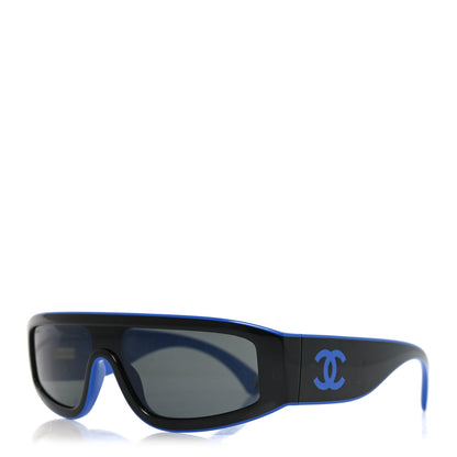 Chanel Acetate Cat Eye Sunglasses 6057 Black Blue 1 of 7