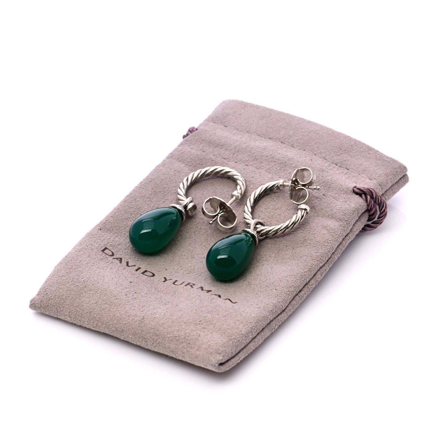 Sterling Silver Green Onyx Color Classics Bead Drop Earrings