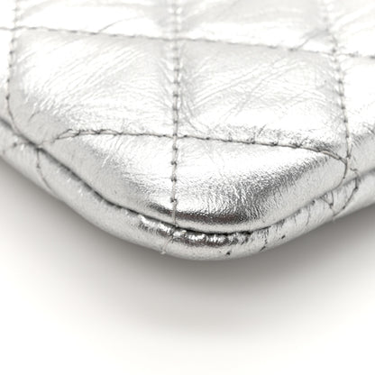 Chanel Metallic Aged Calfskin Quilted Small Cosmetic Pouch Silver 9 of 12