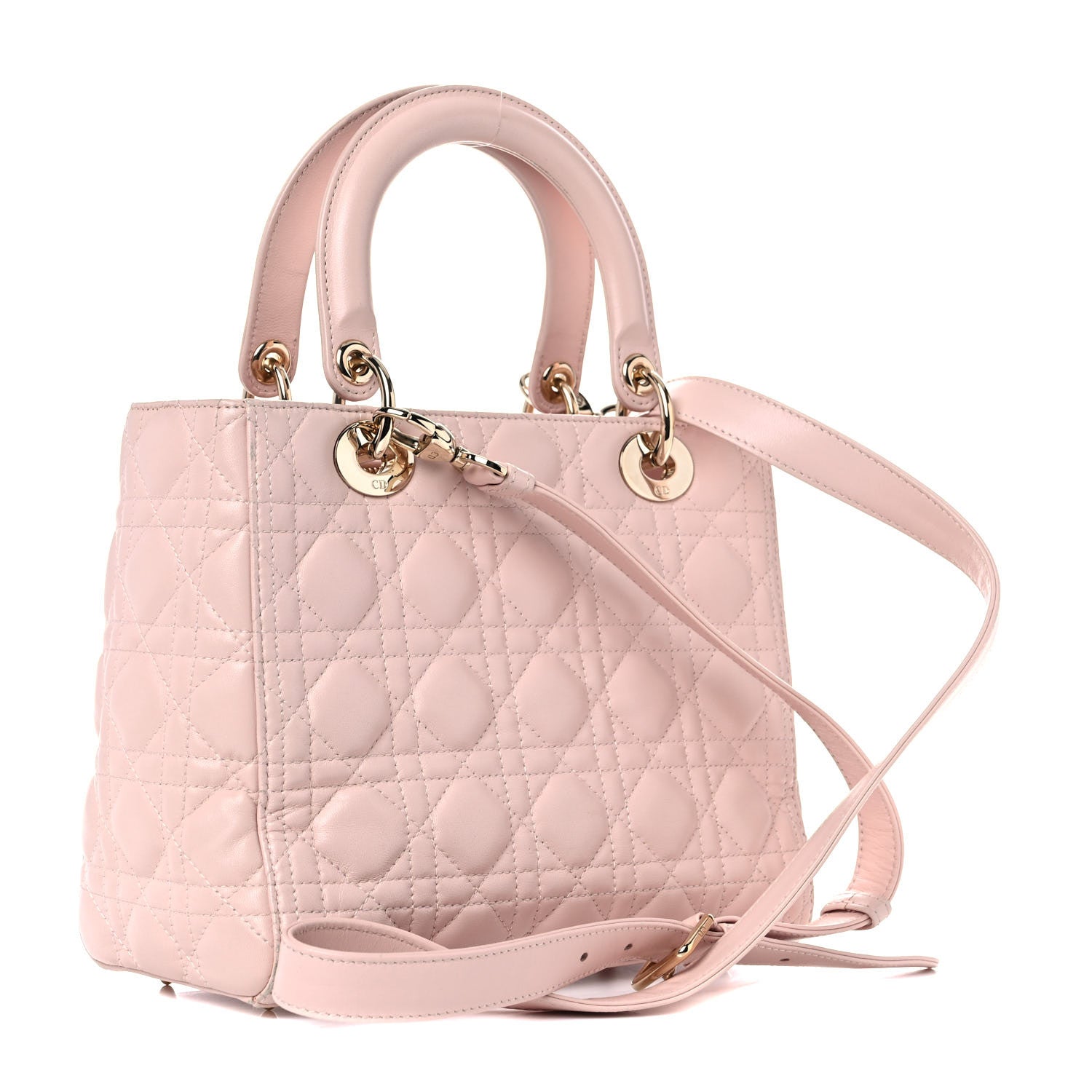 Christian Dior Lambskin Cannage Medium Lady Dior Light Pink 3 of 15