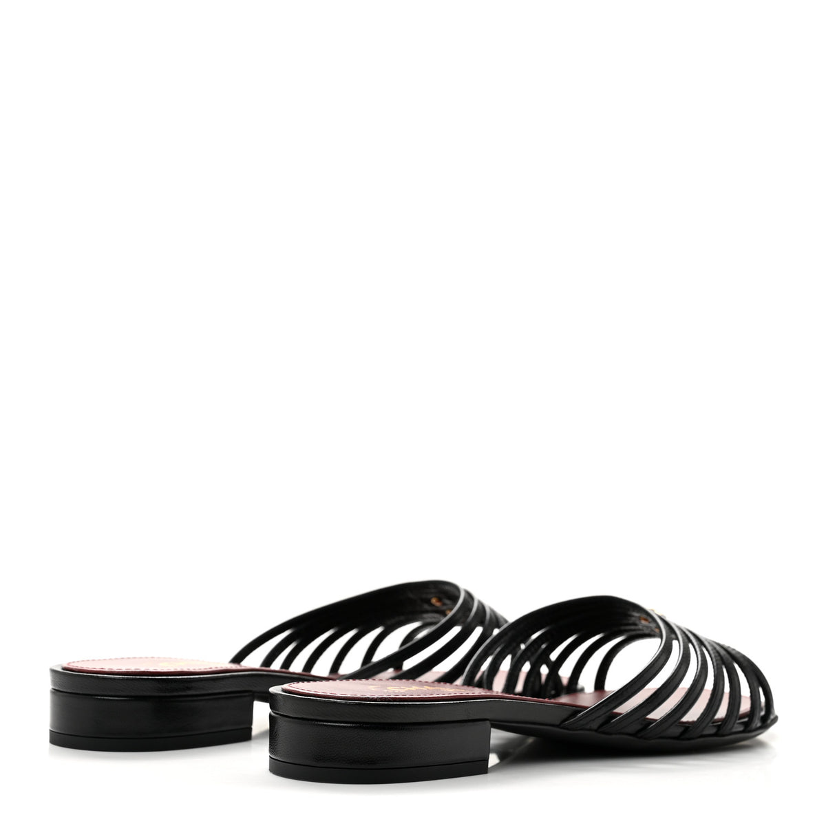 Goatskin Caged CC Slide Sandals 35.5 Black