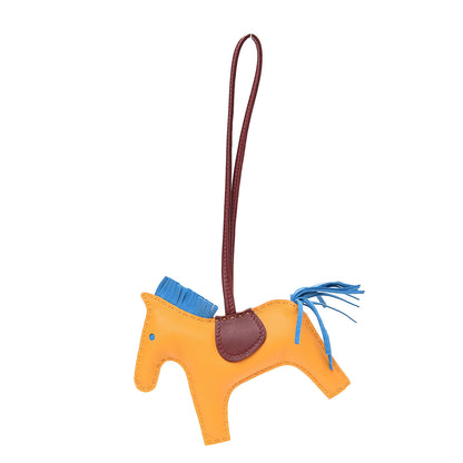 Hermes Milo Lambskin Grigri Rodeo Horse Bag Charm MM Jaune D'Or Bleu Zanzibar Rouge H 1 of 4