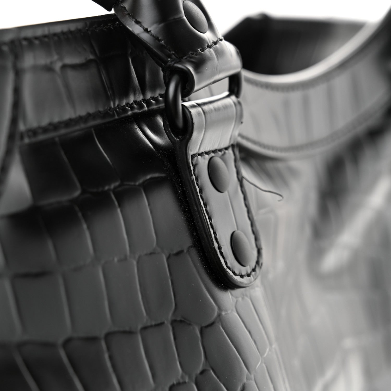 Balenciaga Semi Matte Calfskin Crocodile Embossed Neo Classic Black Hardware Large Top Handle Bag Black 14 of 14