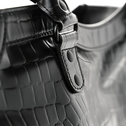 Balenciaga Semi Matte Calfskin Crocodile Embossed Neo Classic Black Hardware Large Top Handle Bag Black 14 of 14