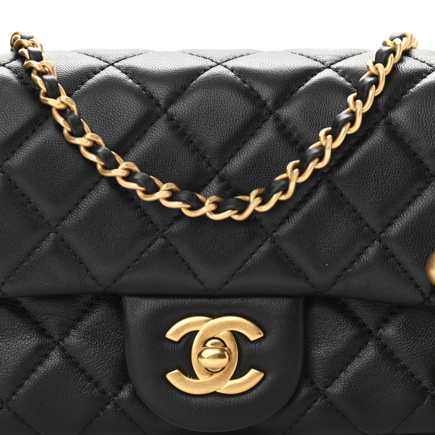 Chanel Lambskin Quilted Mini Rectangular Pearl Crush Flap Black 9 of 12
