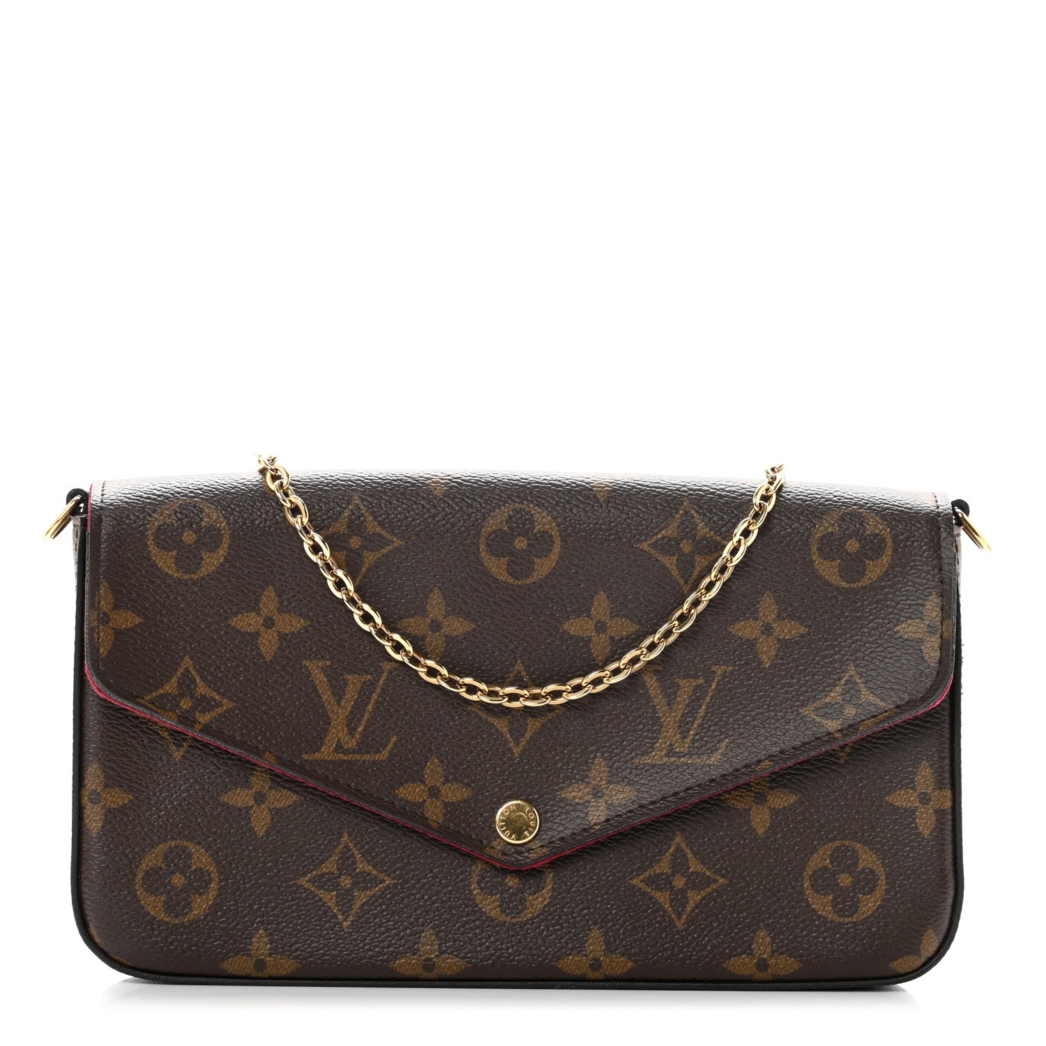 Louis Vuitton Monogram Pochette Felicie Chain Wallet Fuchsia 2 of 6