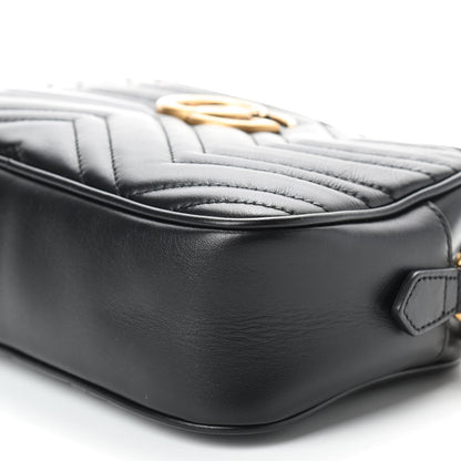 Gucci Calfskin Matelasse Small GG Marmont Chain Shoulder Bag Black 7 of 9