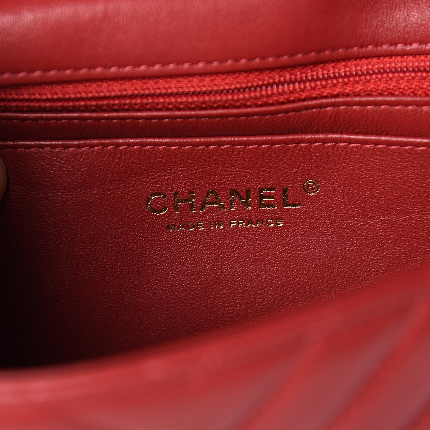 Lambskin Chevron Quilted Mini Rectangular Flap Red