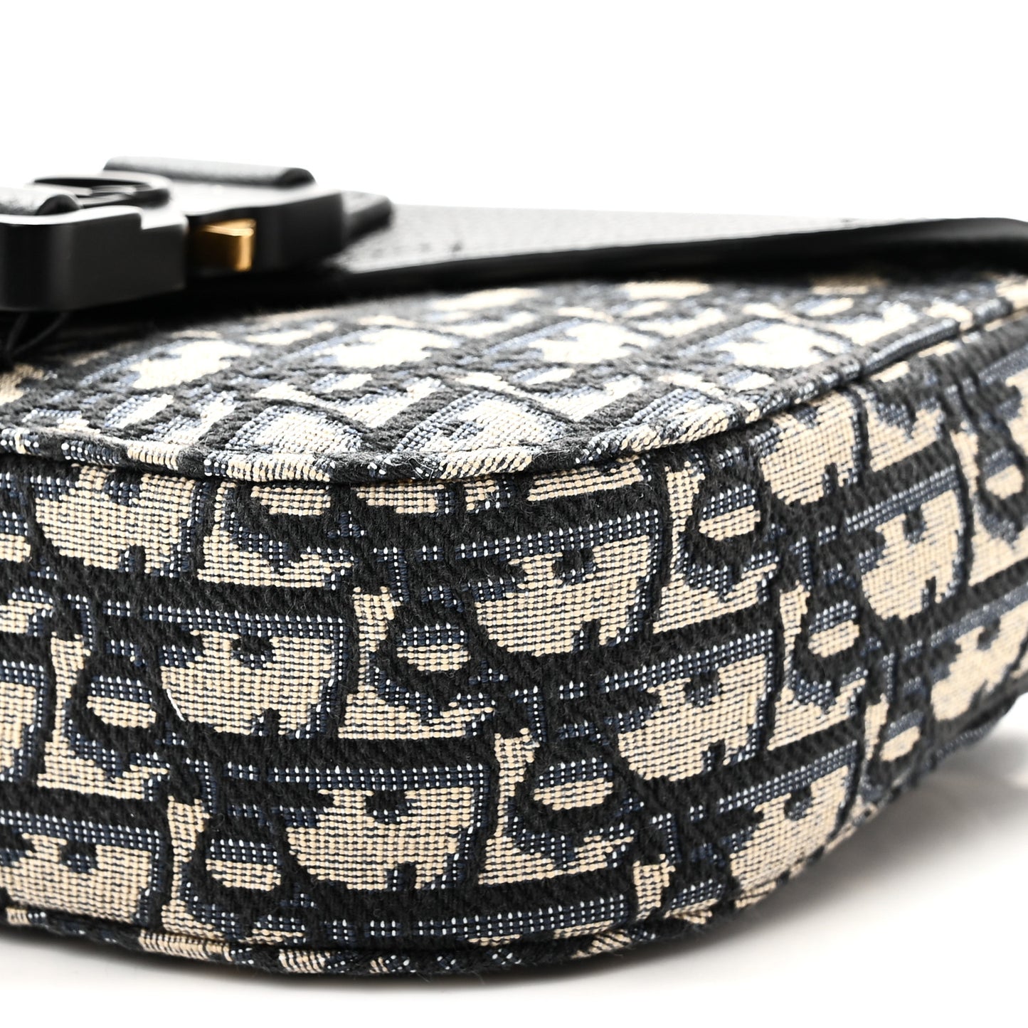 Grained Calfskin Oblique Mini Saddle Messenger Bag With Flap Beige Black