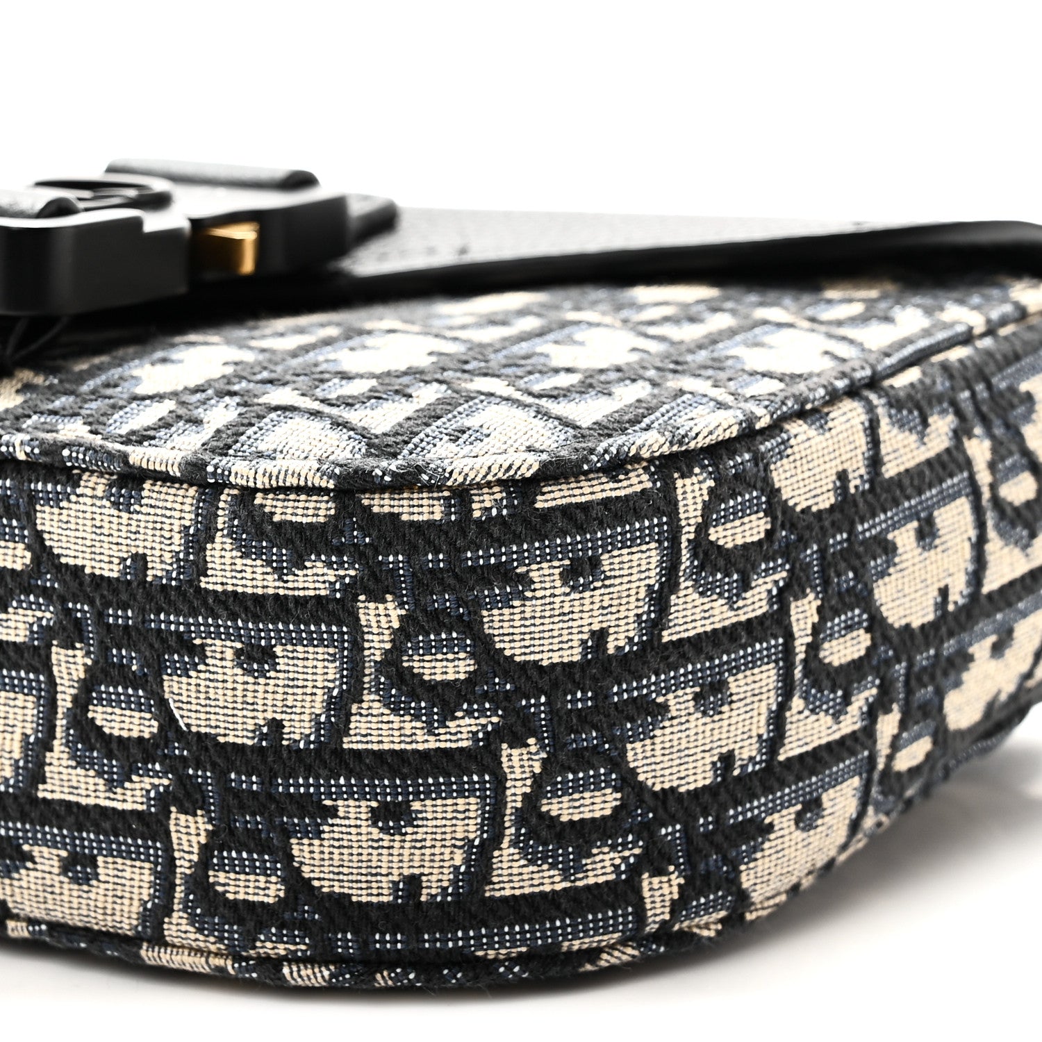 Christian Dior Grained Calfskin Oblique Mini Saddle Messenger Bag With Flap Beige Black 10 of 10