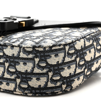 Christian Dior Grained Calfskin Oblique Mini Saddle Messenger Bag With Flap Beige Black 10 of 10