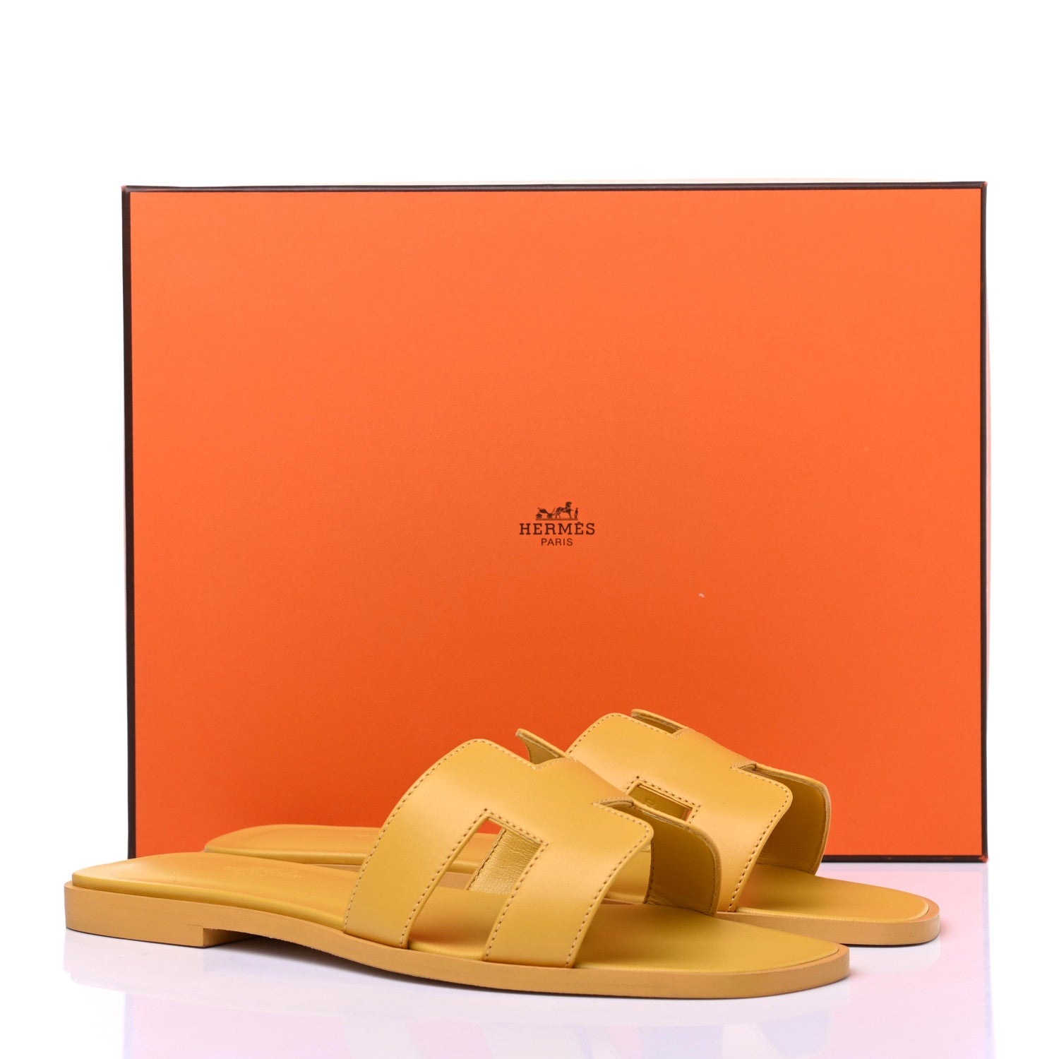 Hermes Calfskin Oran Sandals 37 Jaune Citron 9 of 9