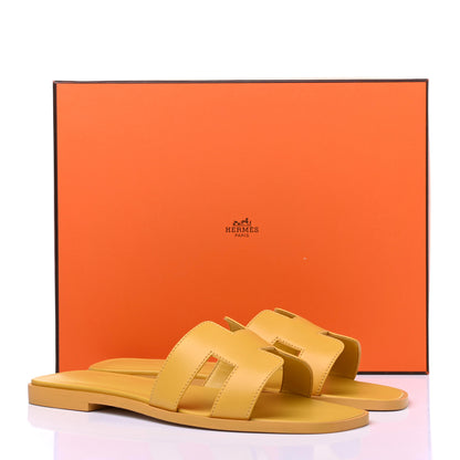 Hermes Calfskin Oran Sandals 37 Jaune Citron 9 of 9