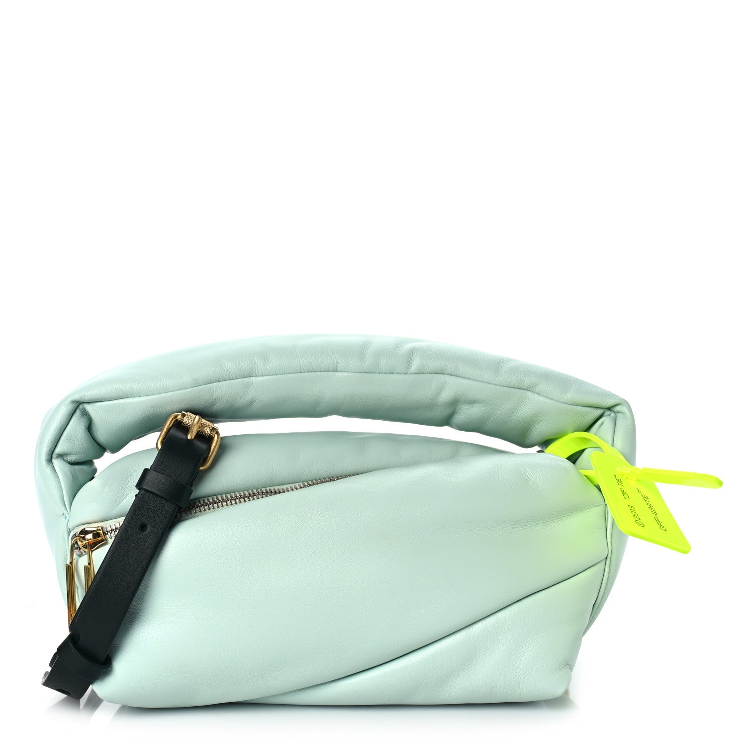 Off-White Calfskin Puffy Pump Pouch Crossbody Bag Green 1 of 9