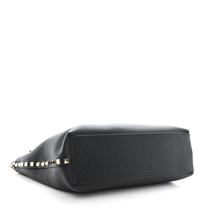 Valentino Garavani Grained Calfskin Small Rockstud Flip Lock Tote Black Rose Quartz 5 of 11