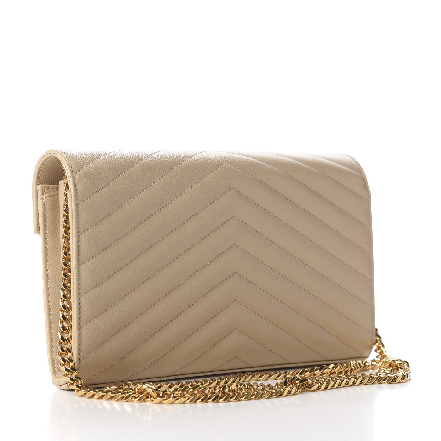 Grain De Poudre Matelasse Chevron Monogram Chain Wallet Nude Powder