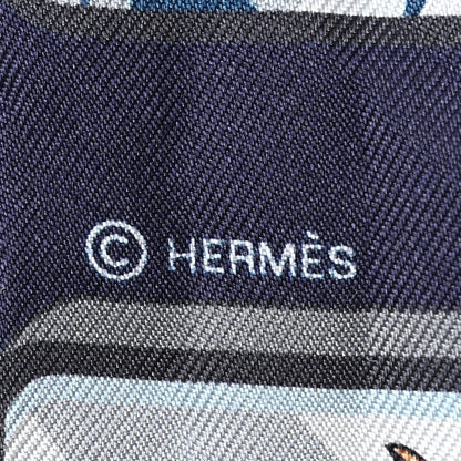 Hermes Silk Story Twilly Marine Gris Gold 4 of 5