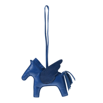Hermes Milo Lambskin Lizard Touch Grigri Rodeo Pegase Horse Bag Charm PM Bleu France 1 of 5