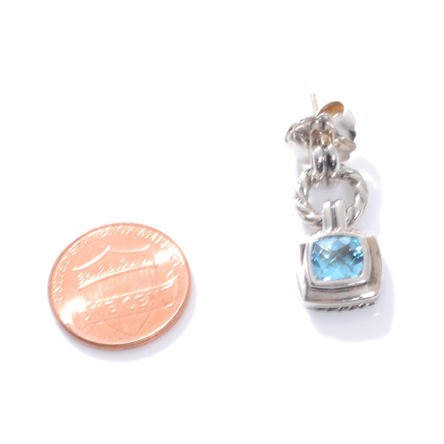 David Yurman Sterling Silver London Blue Topaz Cushion Earrings 2 of 5
