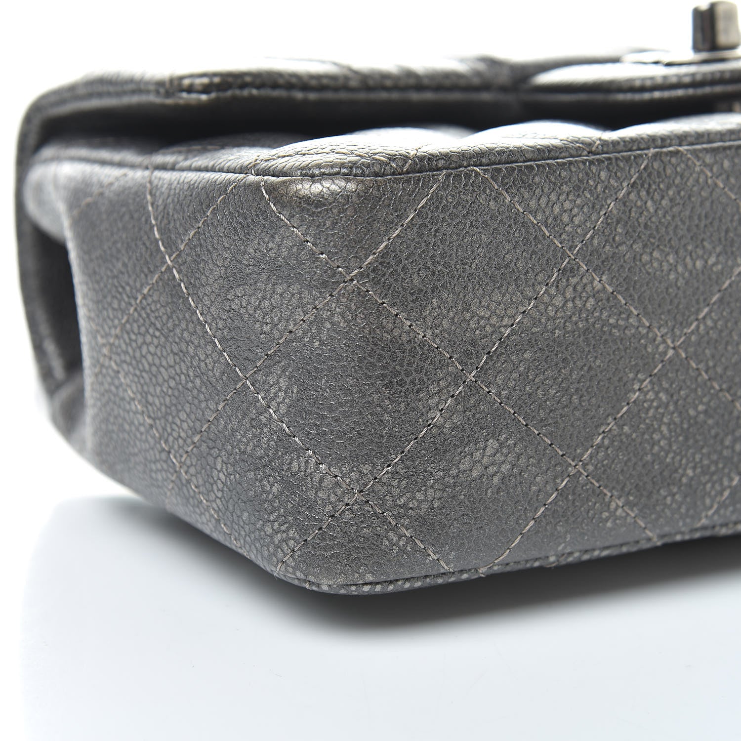 Chanel Metallic Caviar Quilted Mini Rectangular Flap Dark Silver 13 of 16