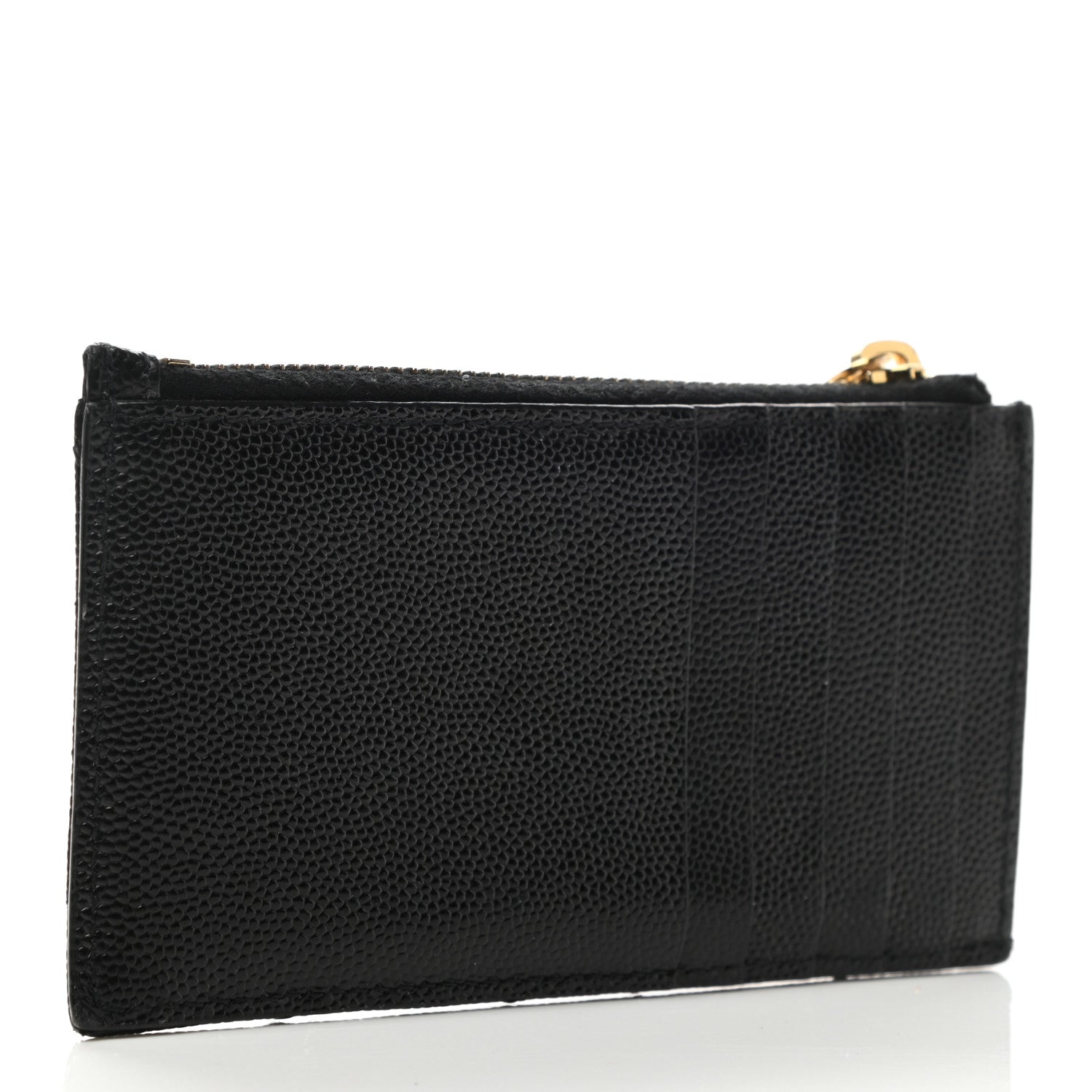 Saint Laurent Grain De Poudre Matelasse Chevron Cassandre Fragments Zippered Card Case Black 3 of 8