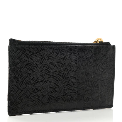 Saint Laurent Grain De Poudre Matelasse Chevron Cassandre Fragments Zippered Card Case Black 3 of 8