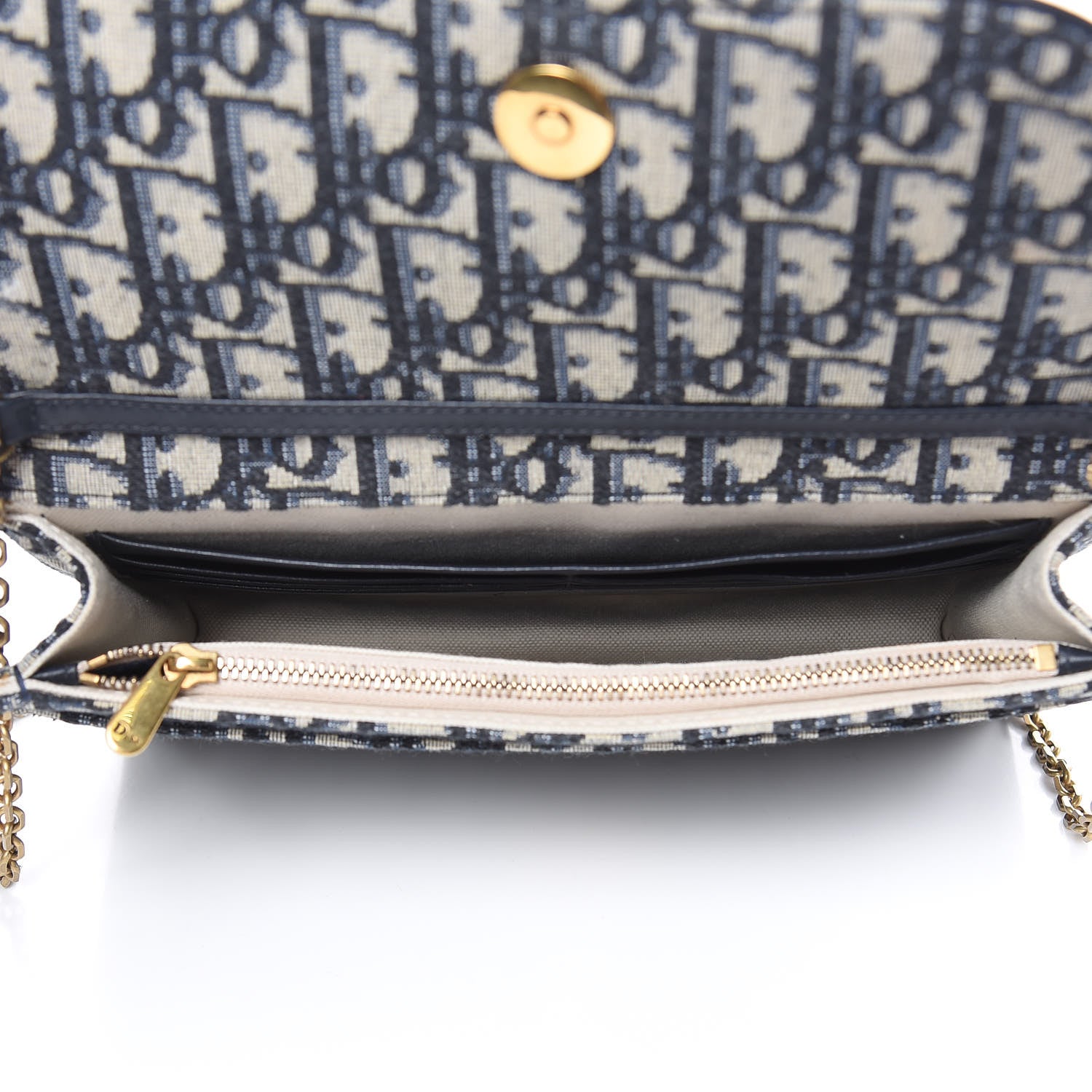 Christian Dior Oblique Saddle Chain Pouch Blue 5 of 8