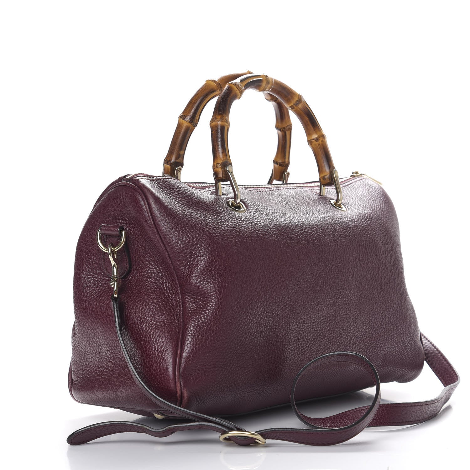 Gucci Calfskin Bamboo Medium Shopper Boston Burgundy 2 of 11