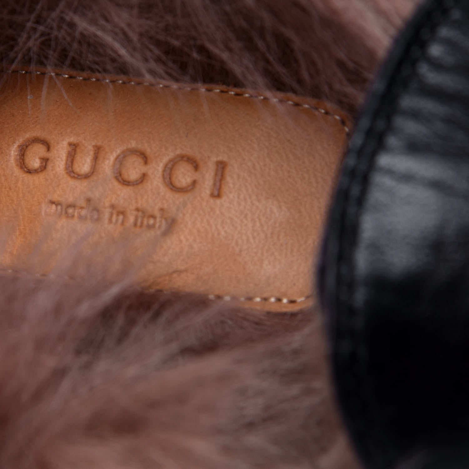 Gucci Malaga Kid Fur Womens Jordaan Loafers 38 Black Natural 9 of 10