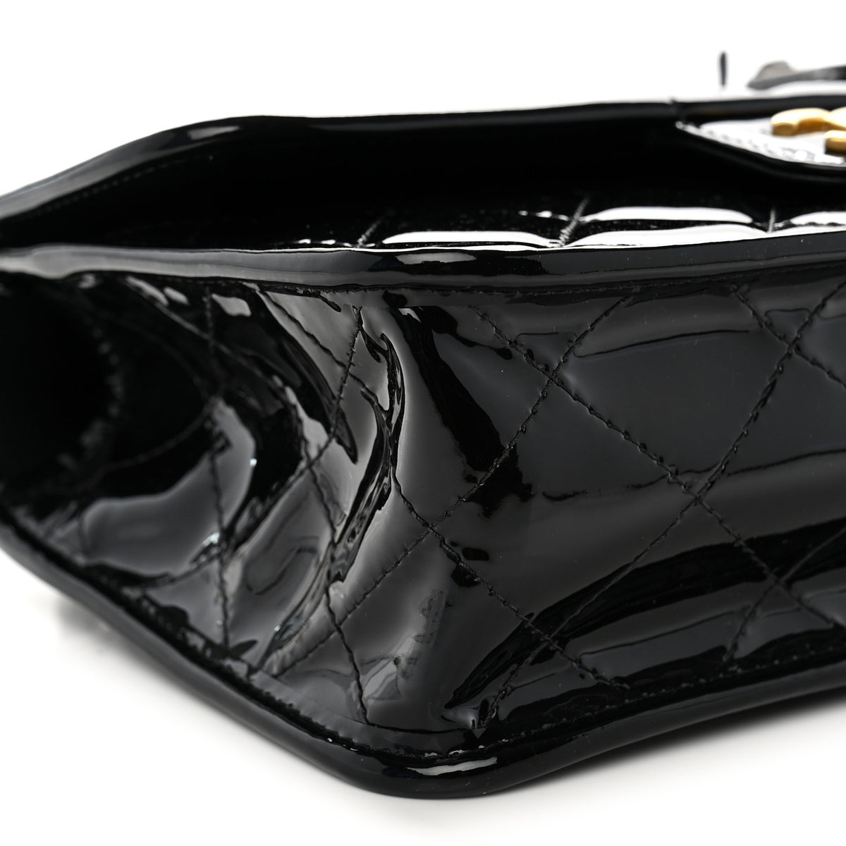 Patent Quilted Small School Memory Top Handle Flap Black