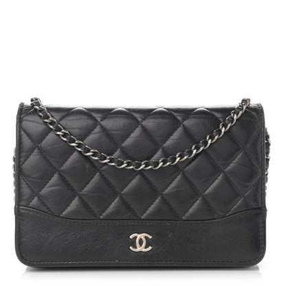 Chanel Aged Calfskin Quilted Gabrielle Wallet On Chain WOC Black 1 of 16