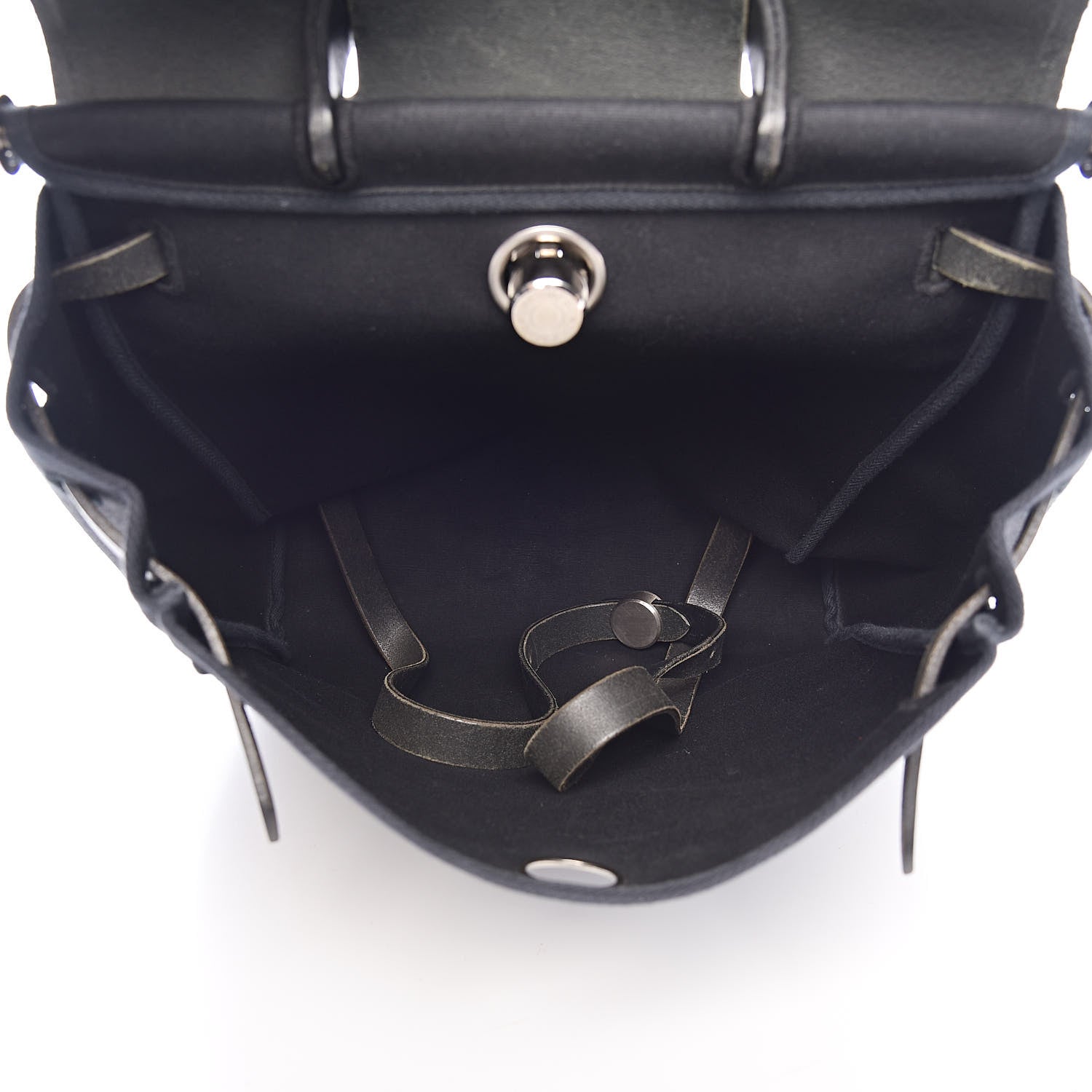 Hermes Toile Vache Calfskin Herbag 30 PM Backpack Black 6 of 15