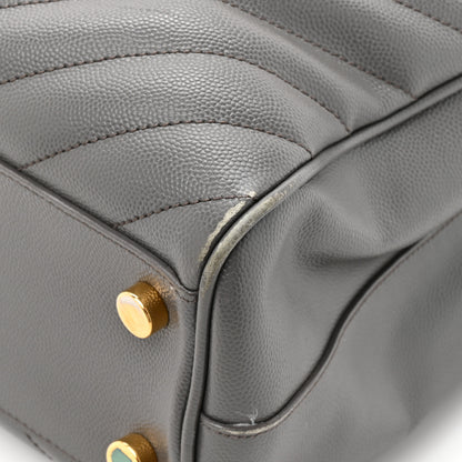Saint Laurent Grain De Poudre Matelasse Chevron Monogram Shopping Bag Fog 12 of 18