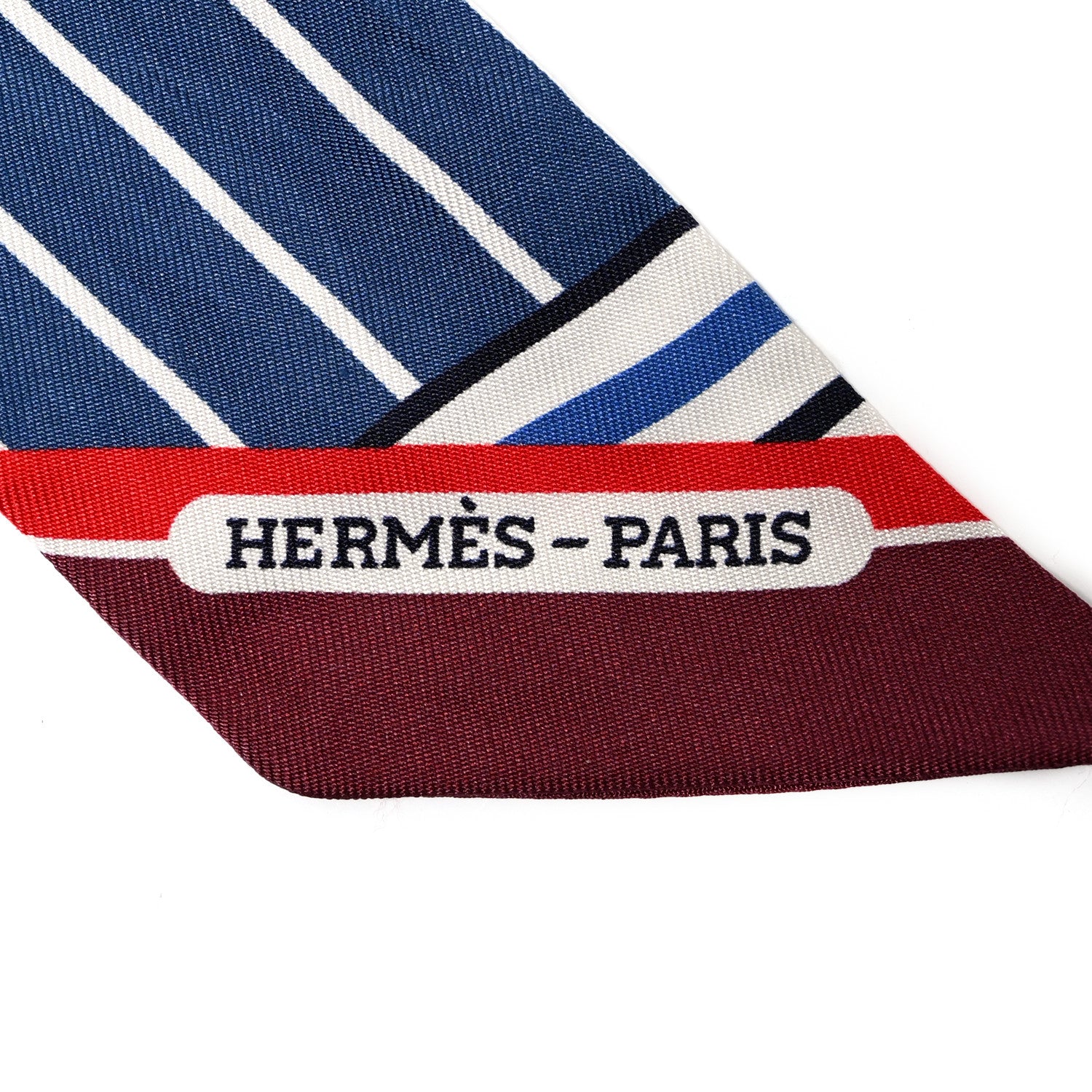 Hermes Silk Quadrige Twilly Rouge Bleu Blanc 2 of 5