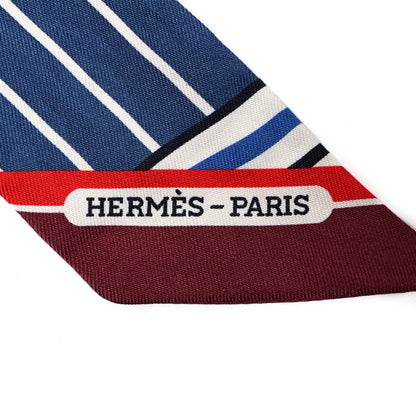 Hermes Silk Quadrige Twilly Rouge Bleu Blanc 2 of 5