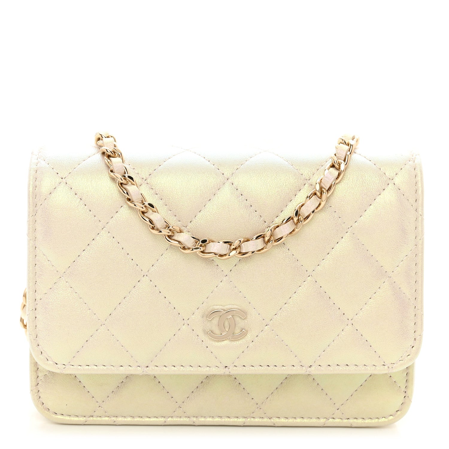 Chanel Iridescent Lambskin Quilted Mini Wallet On Chain WOC Ivory 1 of 10