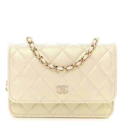 Chanel Iridescent Lambskin Quilted Mini Wallet On Chain WOC Ivory 1 of 10