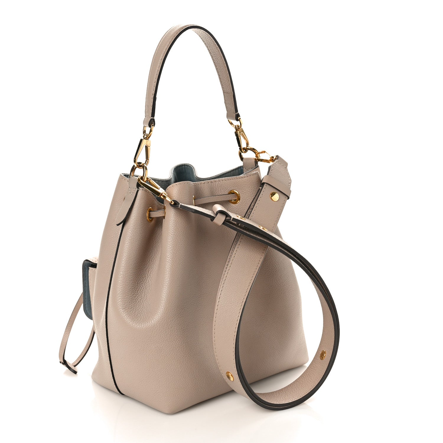 Louis Vuitton Calfskin Lockme Bucket MM Greige 2 of 9